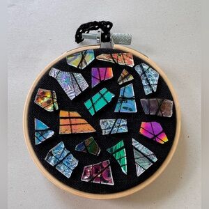 *HANDMADE* Custom Hand Stitched Glass Hoop Decor